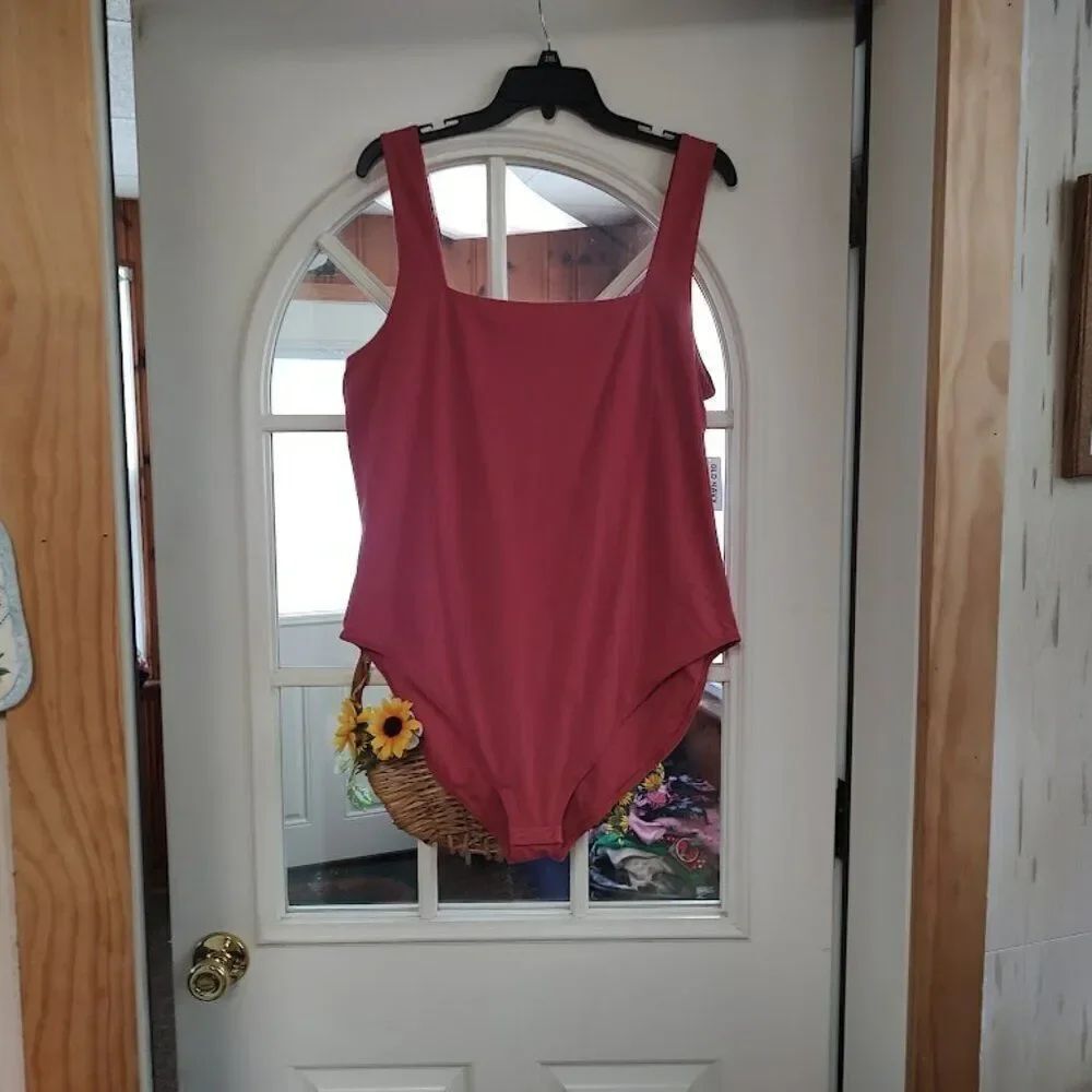 New Old Navy Burnt Orange Tank Square Neck Bodysuit Size Women's XXL